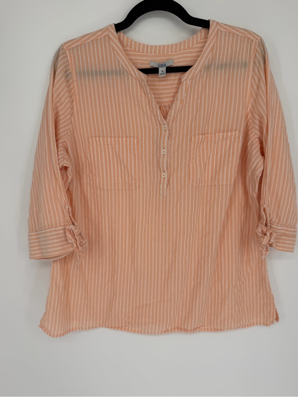 Croft and Barrow XL Striped Peach Blouse - Casual Women Top